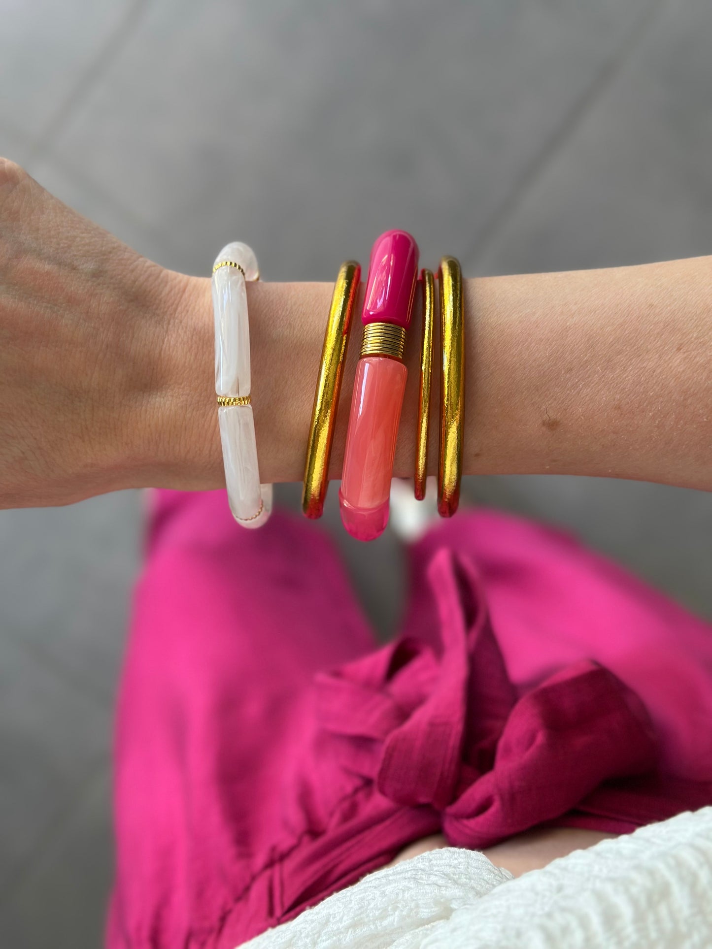 Bracelet tube fin Blanc transparent