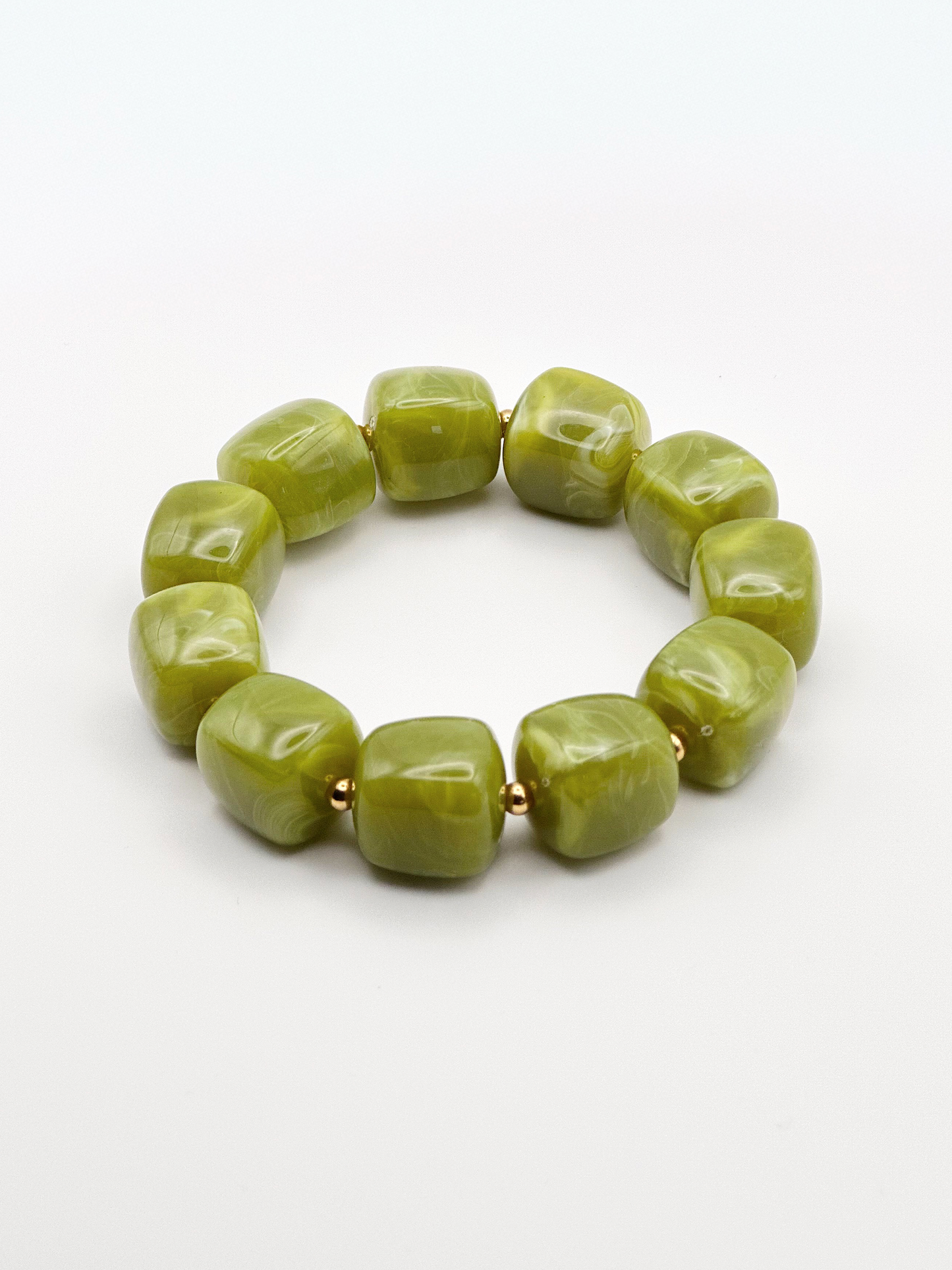 Bracelet cube Vert olive marbré