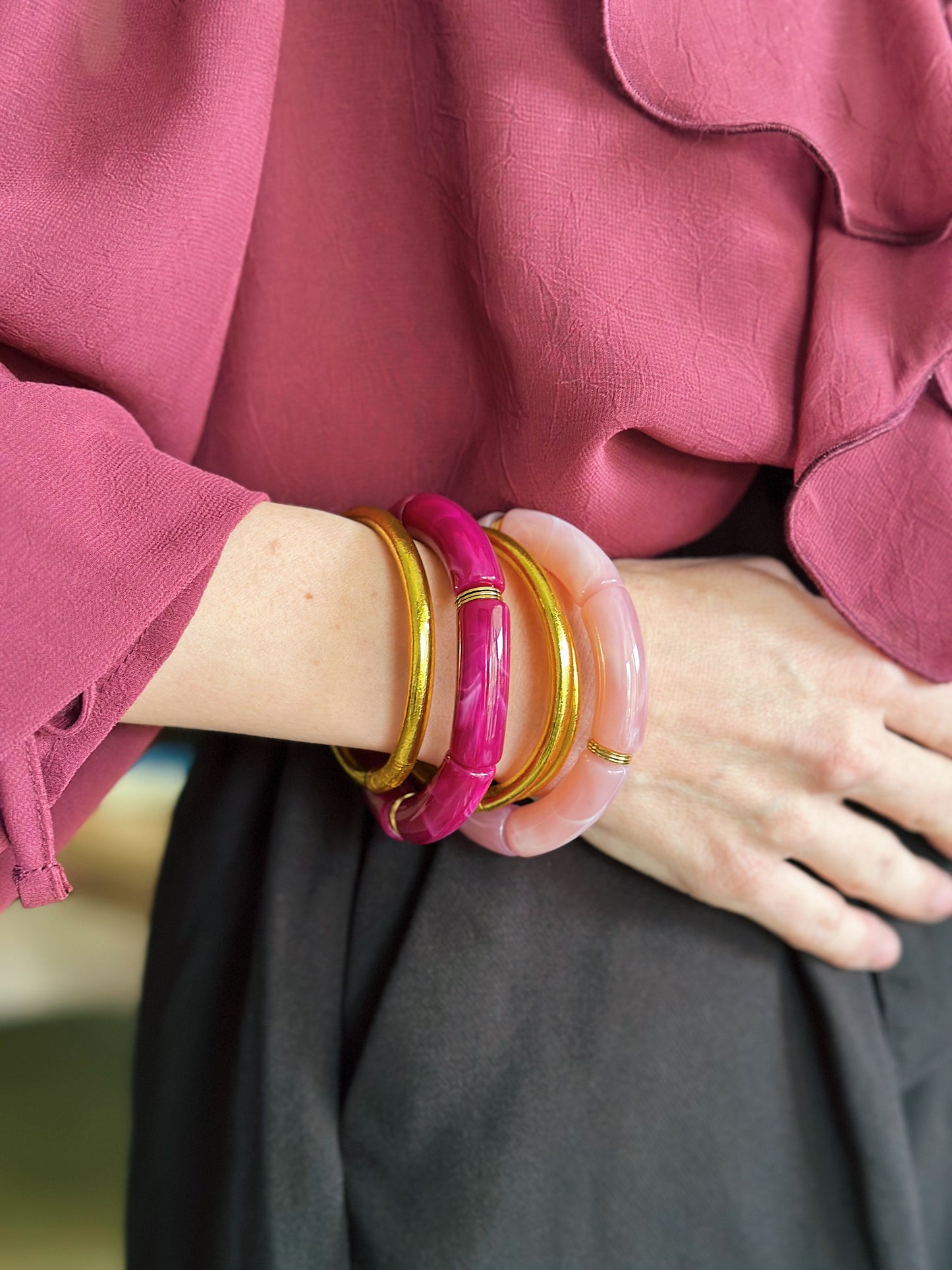 Bracelet tube Prune marbré