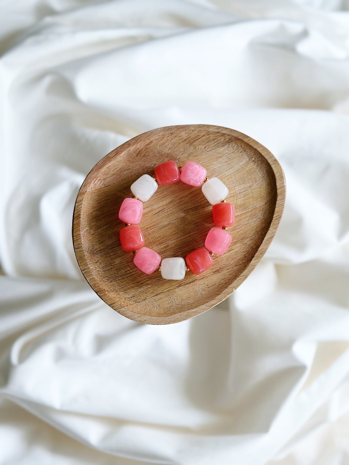 Bracelet cube Rose / Corail marbré