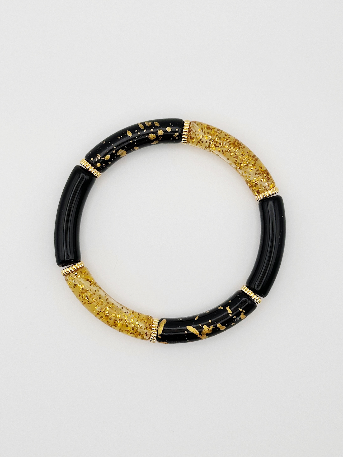 Bracelet tube fin Noir doré