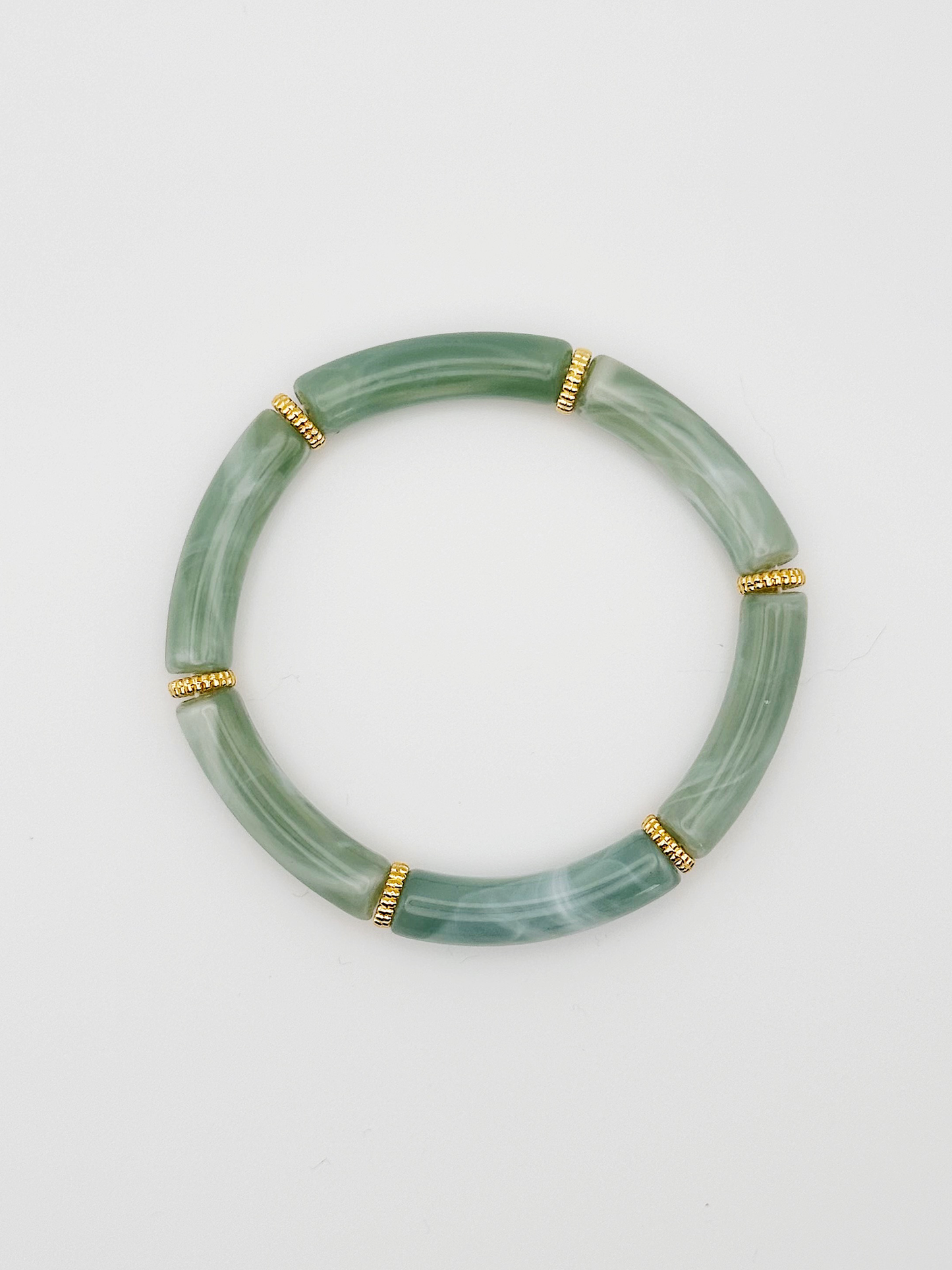 Bracelet tube fin Vert marbré