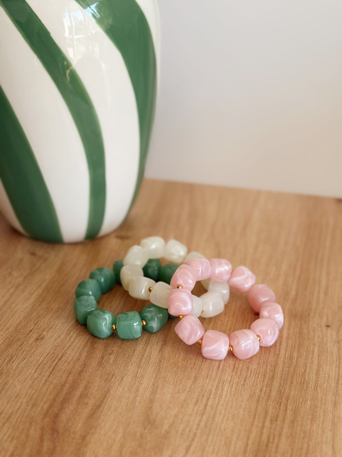 Bracelet cube Rose pastel marbré