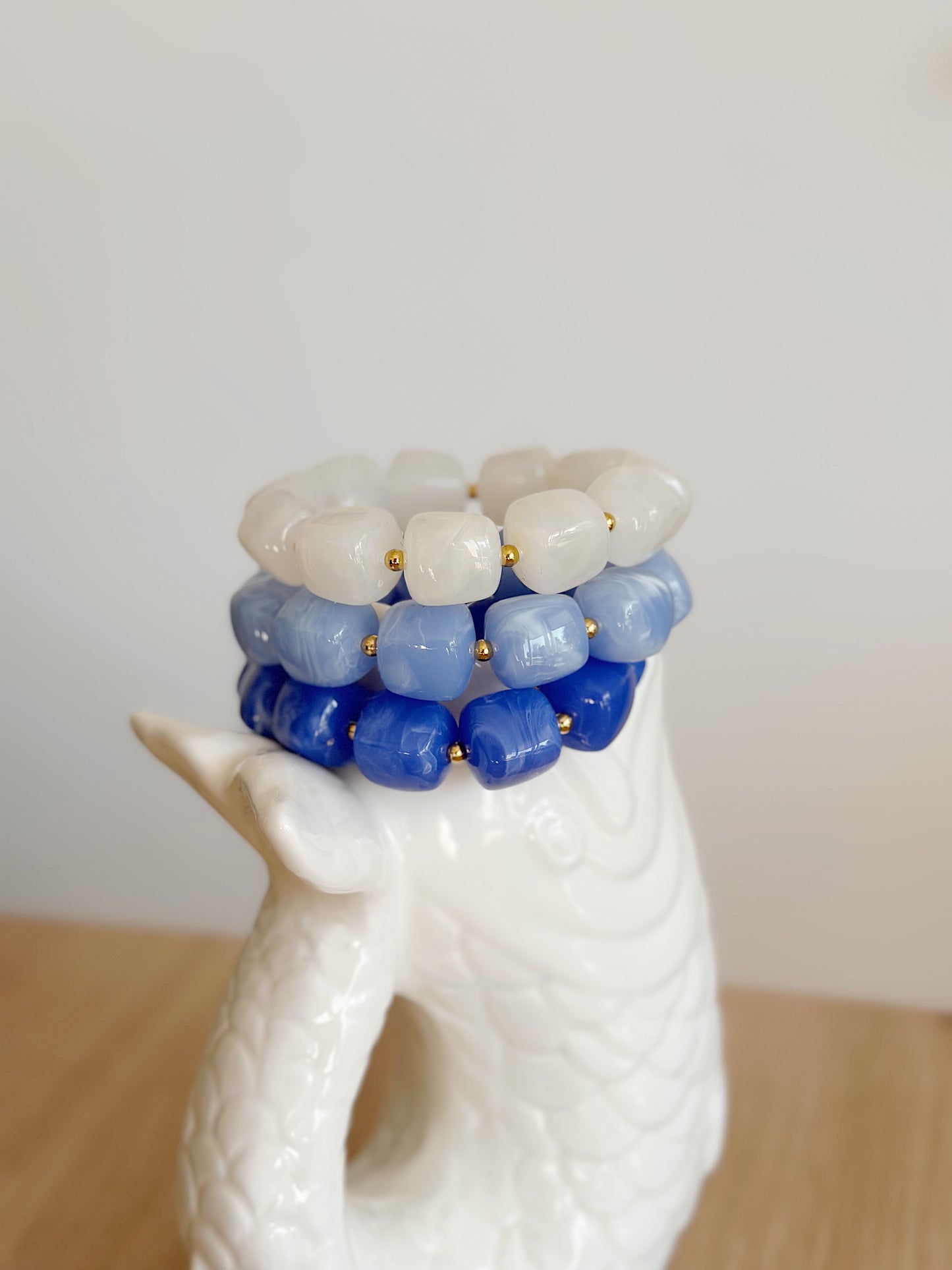 Bracelet cube Bleu pastel marbré