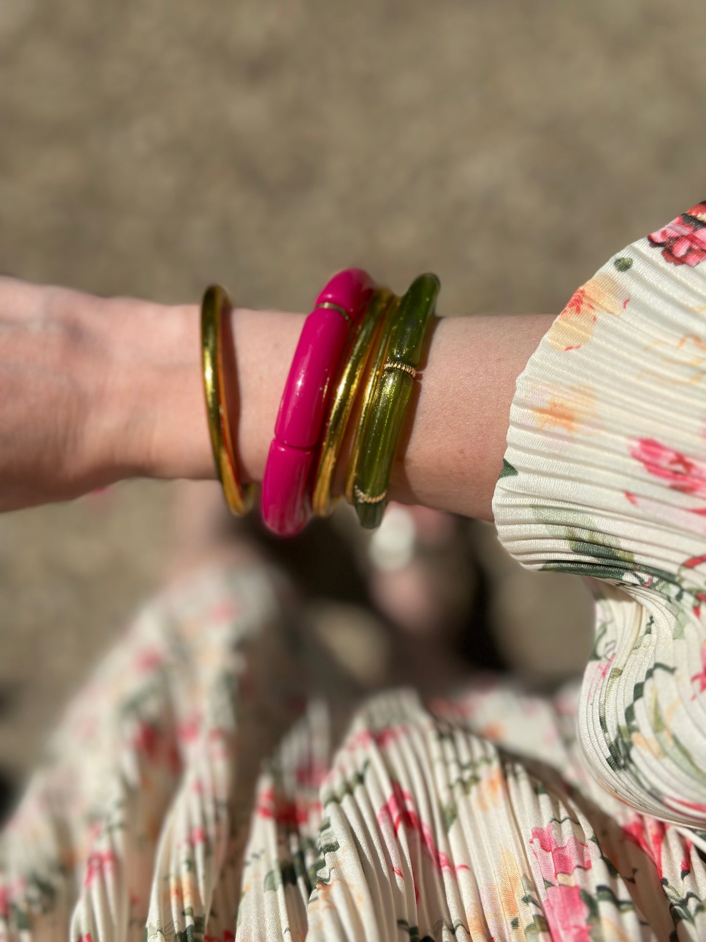 Bracelet tube fin Vert irisé