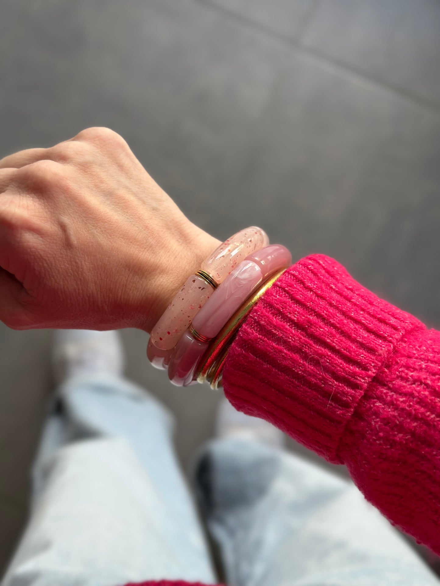 Bracelet tube Rose marbré