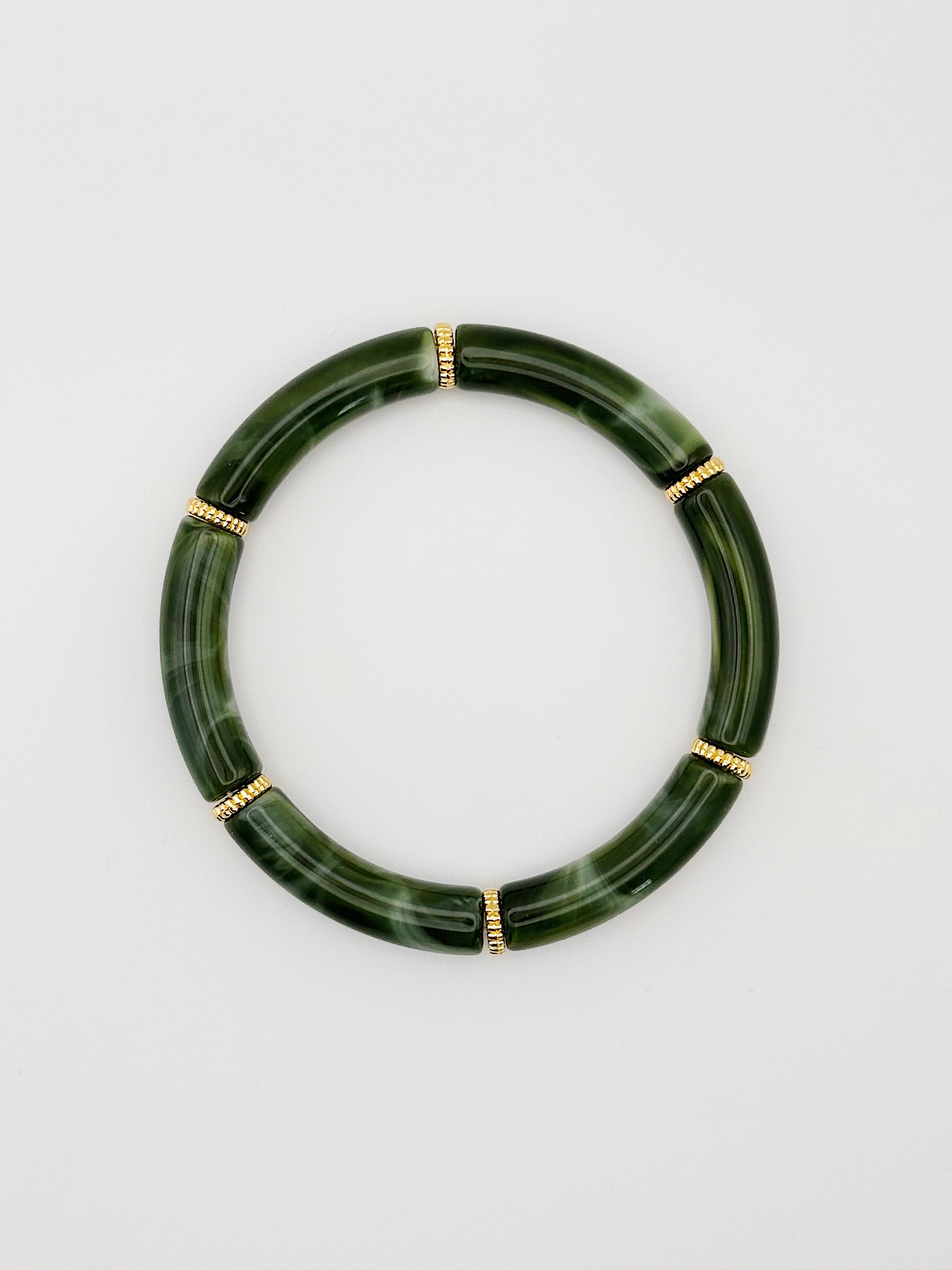Bracelet tube fin Vert jura marbré
