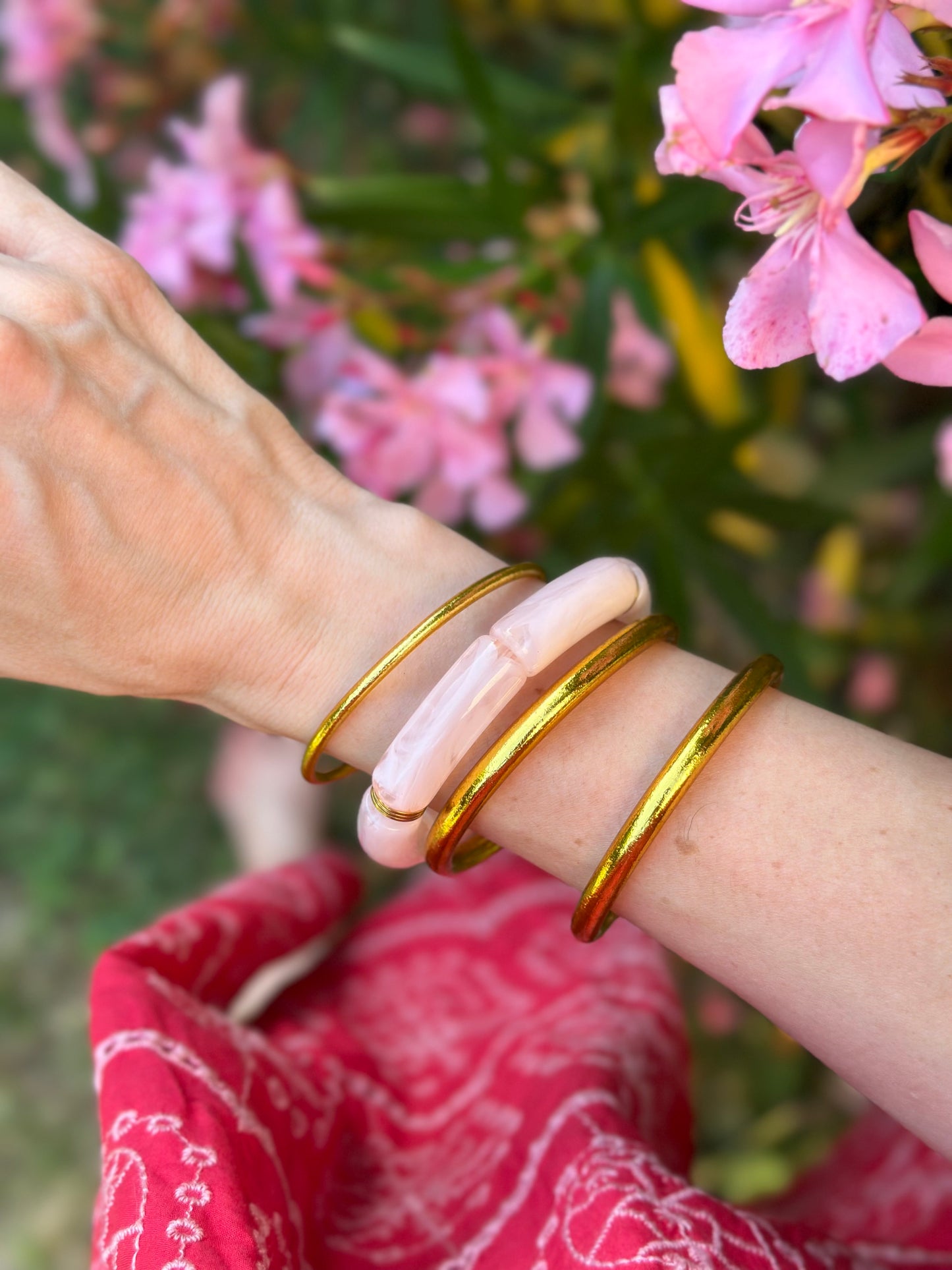 Bracelet tube Pink transparent