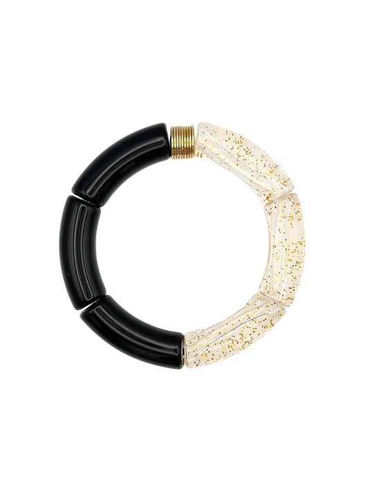Bracelet tube Noir Paillettes Doré