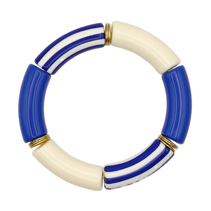 Bracelet tube rayé Bleu