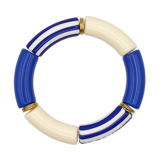 Bracelet tube rayé Bleu