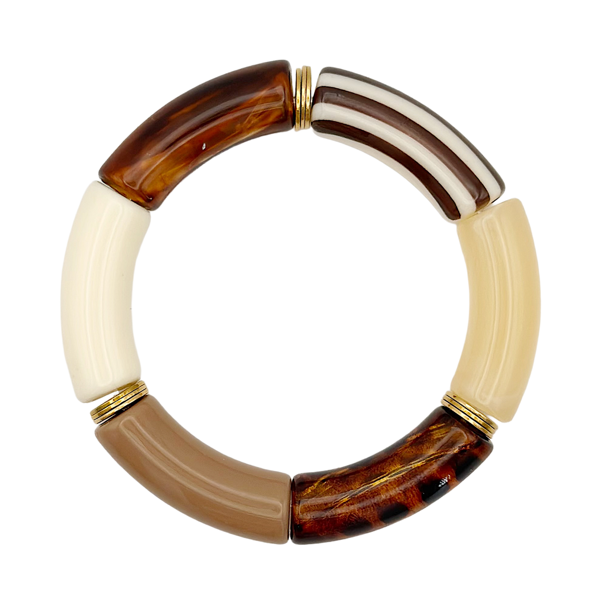 Bracelet tube rayé Léo Marron