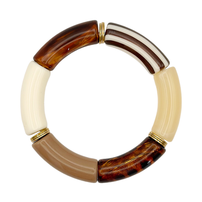 Bracelet tube rayé Léo Marron