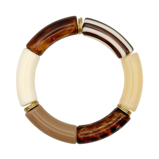 Bracelet tube rayé Léo Marron