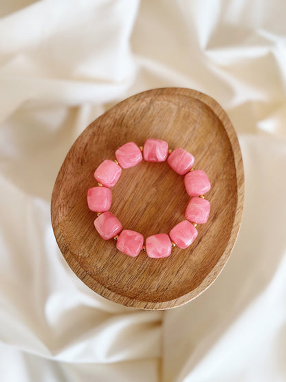Bracelet cube Rose marbré
