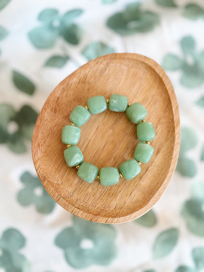 Bracelet cube Vert pastel marbré