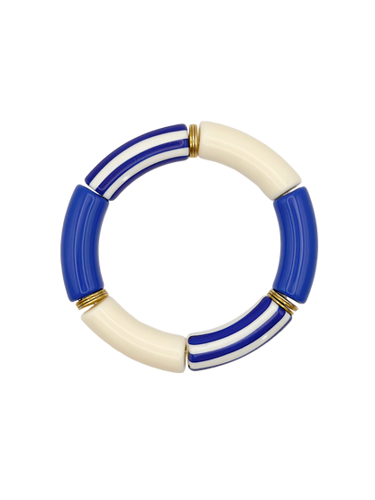 Bracelet tube rayé Bleu
