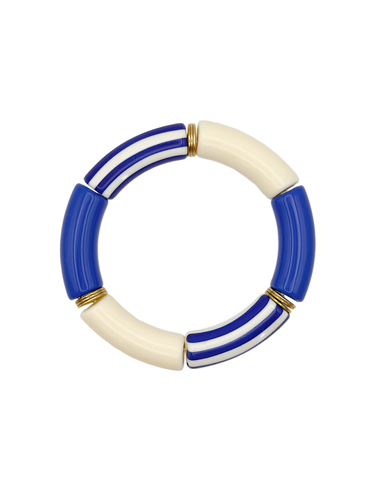 Bracelet tube rayé Bleu