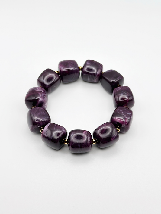 Bracelet cube Violet marbré
