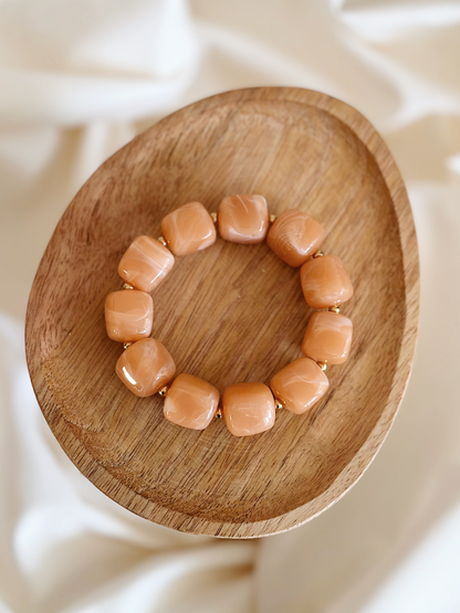 Bracelet cube Orange pastel marbré