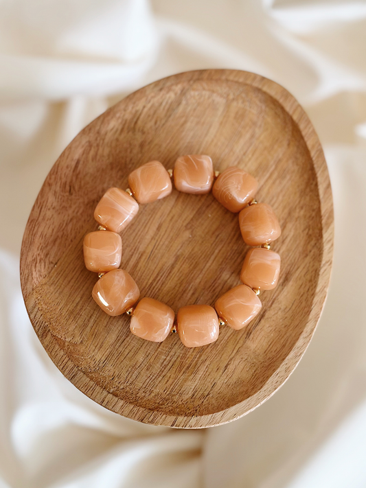 Bracelet cube Orange pastel marbré