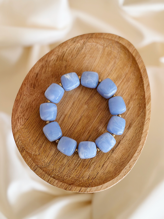 Bracelet cube Bleu pastel marbré