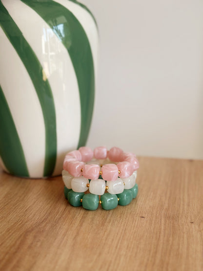 Bracelet cube Rose pastel marbré
