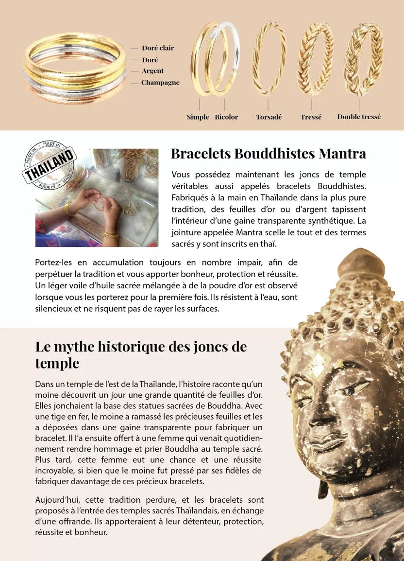 Bracelet Bouddhiste torsadé doré