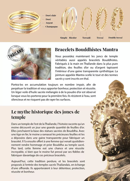 Bracelet Bouddhiste torsadé doré