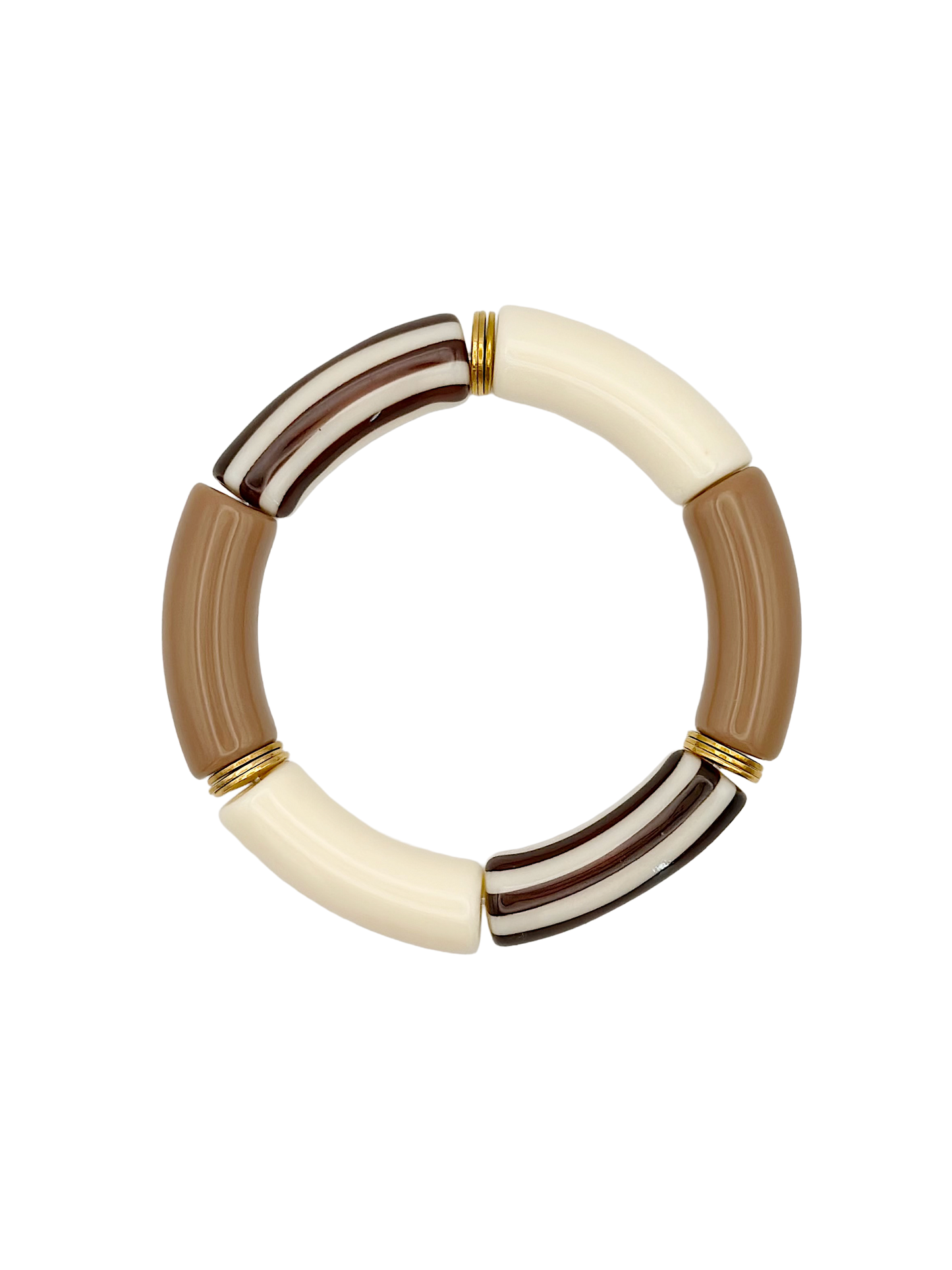 Bracelet tube rayé Marron