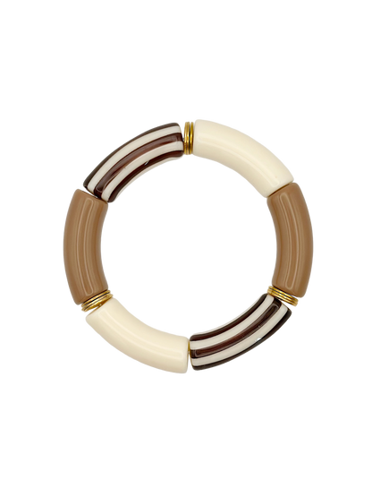 Bracelet tube rayé Marron