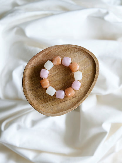 Bracelet cube Orange / Rose marbré
