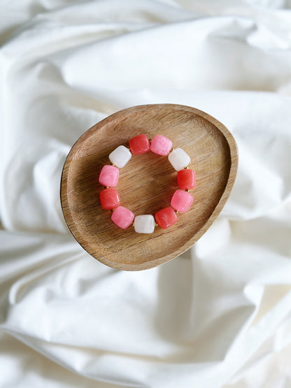 Bracelet cube Rose / Corail marbré