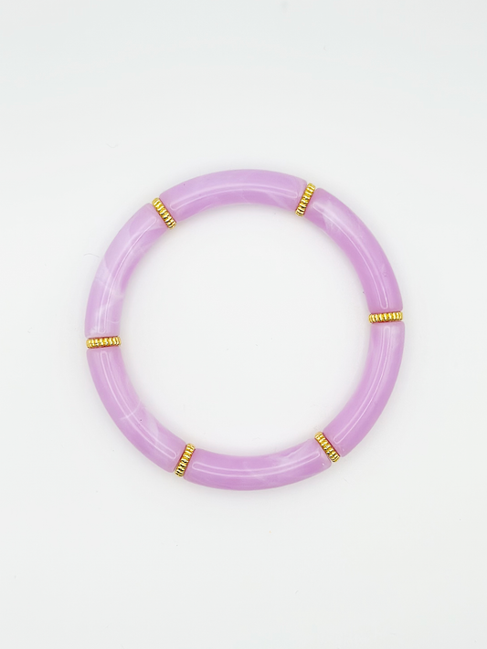 Bracelet tube fin Parme marbré