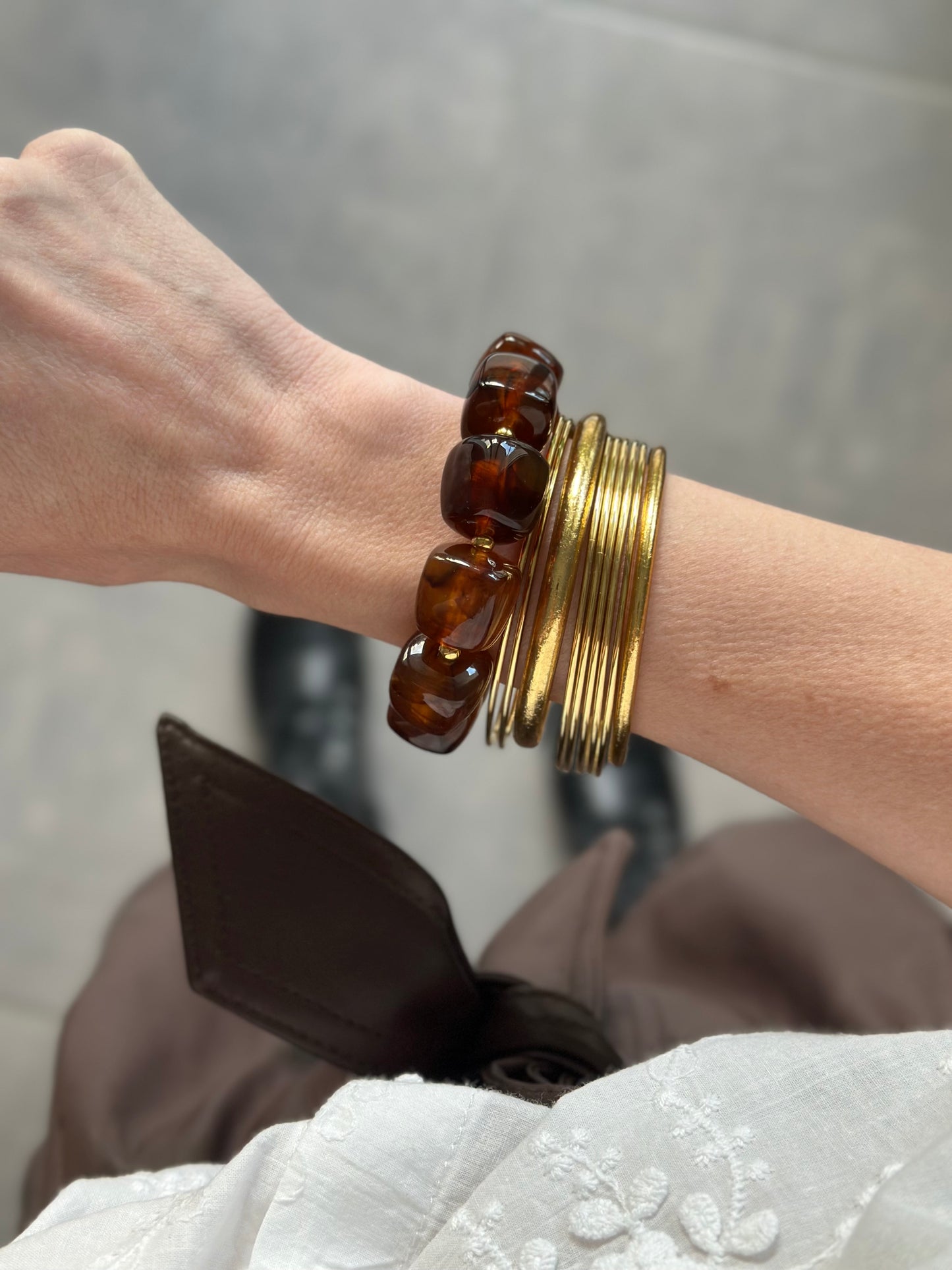 Bracelet cube Ambre marbré
