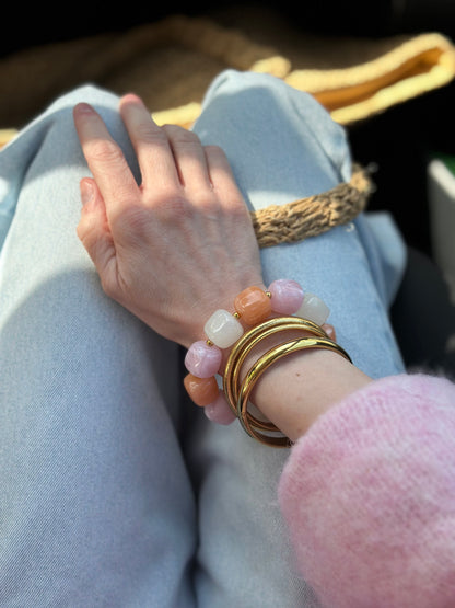 Bracelet cube Orange / Rose marbré
