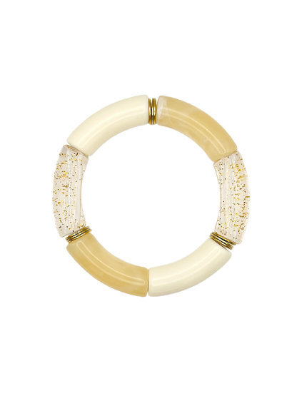 Bracelet tube Blanc beige Paillettes Doré
