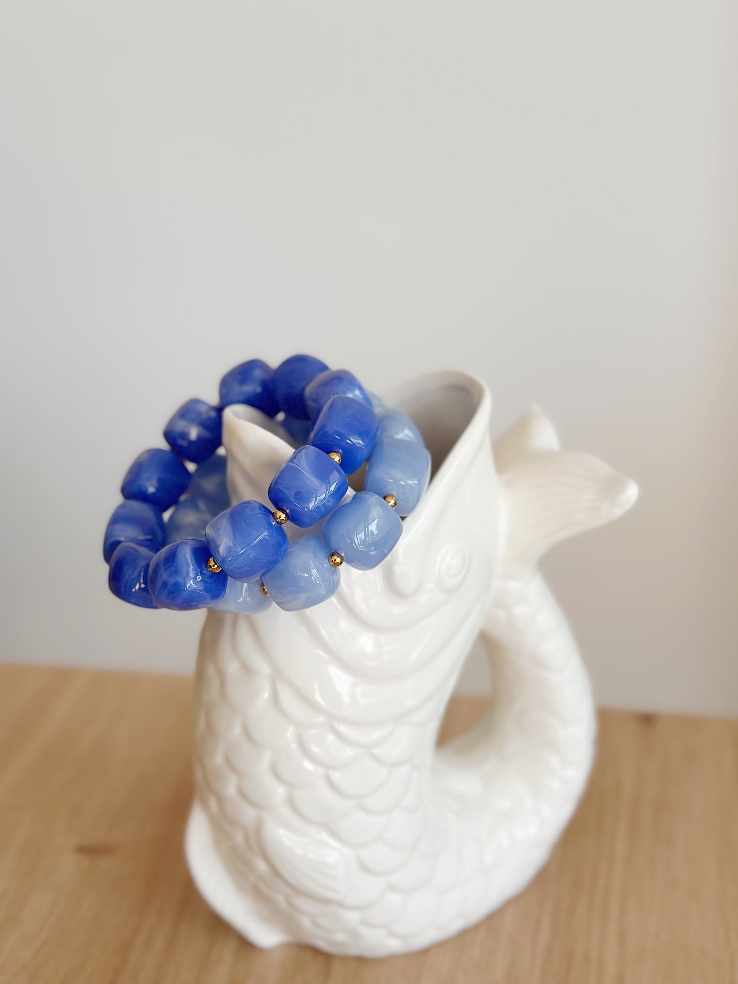 Bracelet cube Bleu pastel marbré