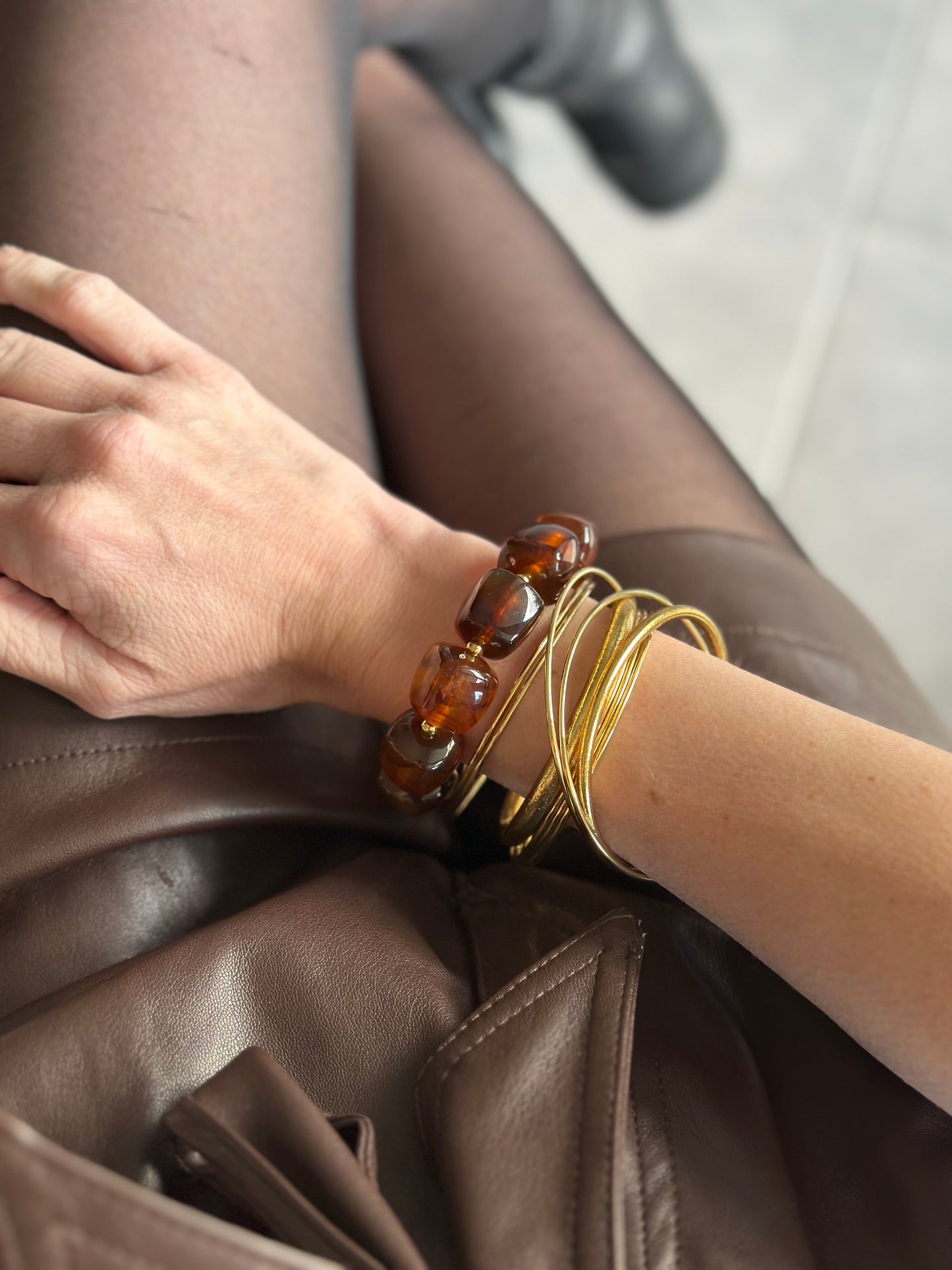 Bracelet cube Ambre marbré