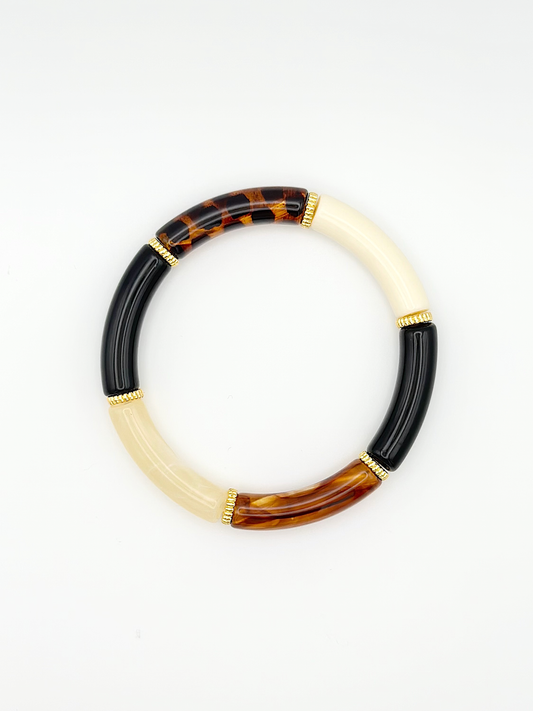 Bracelet tube fin Noir Léo