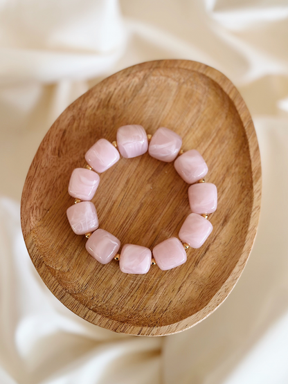 Bracelet cube Rose pastel marbré