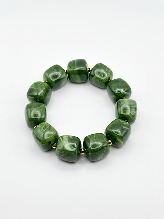 Bracelet cube Vert marbré