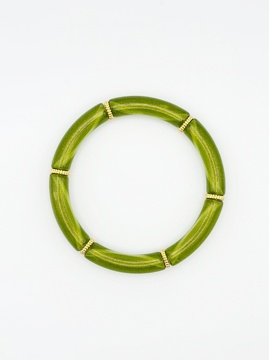 Bracelet tube fin Vert irisé