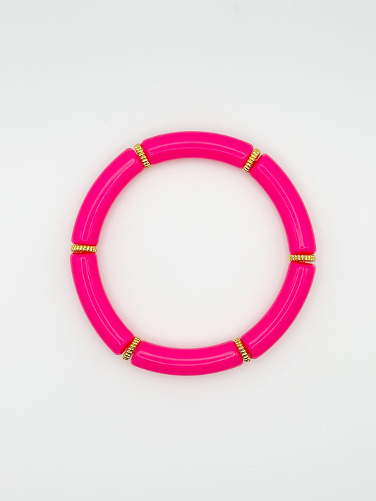 Bracelet tube fin Rose fluo