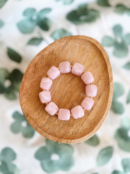 Bracelet cube Rose pastel marbré
