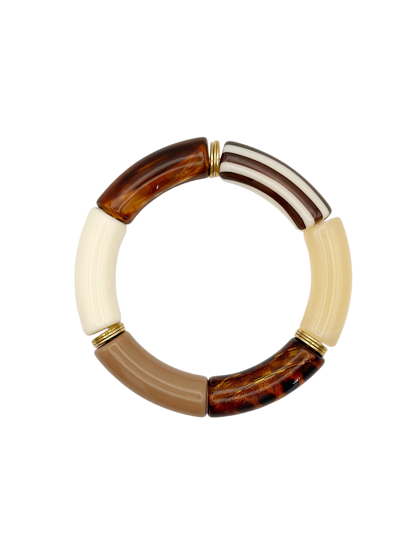 Bracelet tube rayé Léo Marron