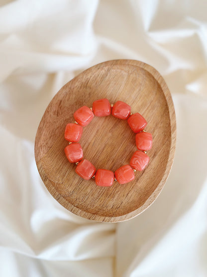 Bracelet cube Corail marbré