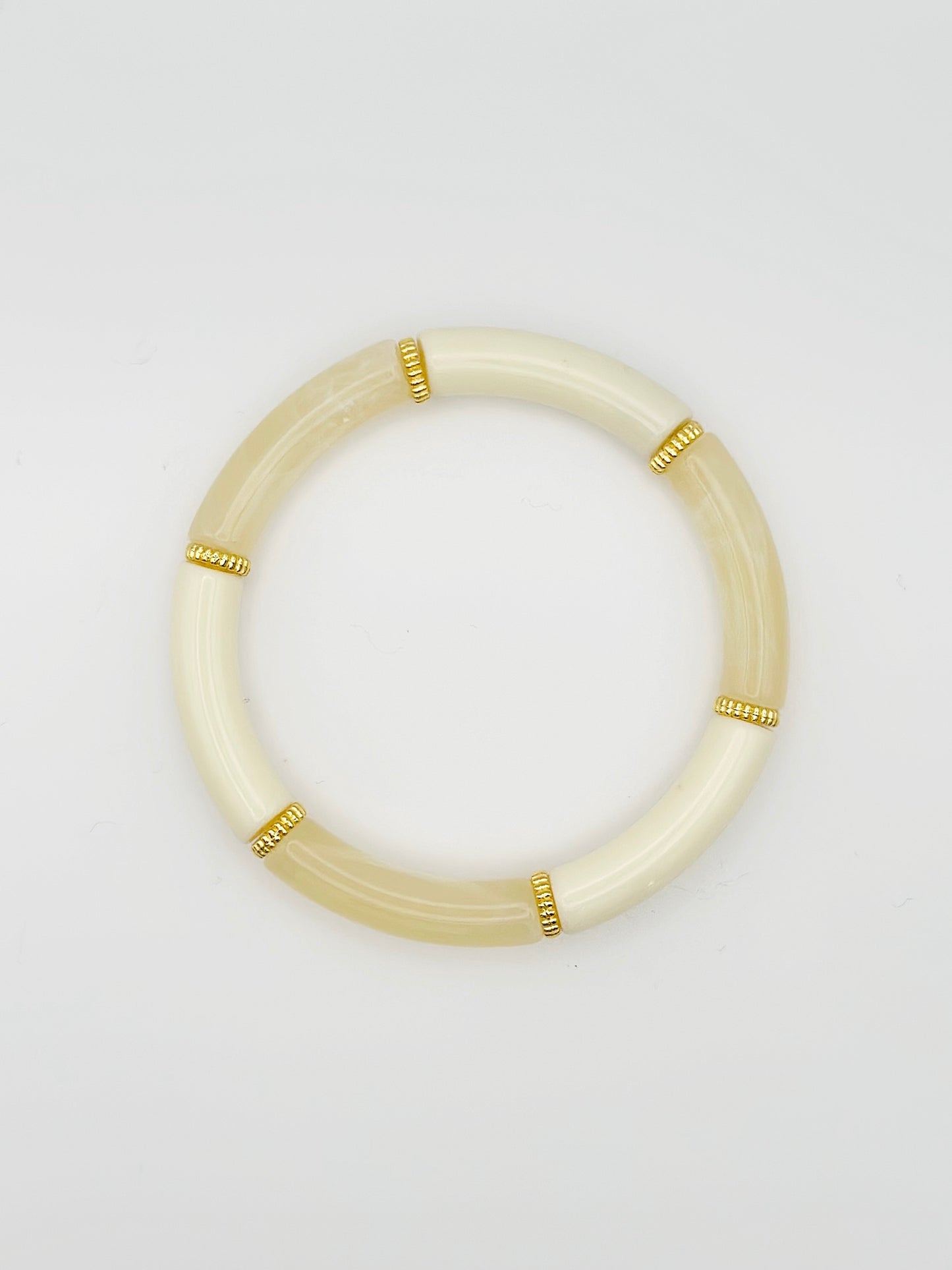 Bracelet tube fin blanc / beige marbré