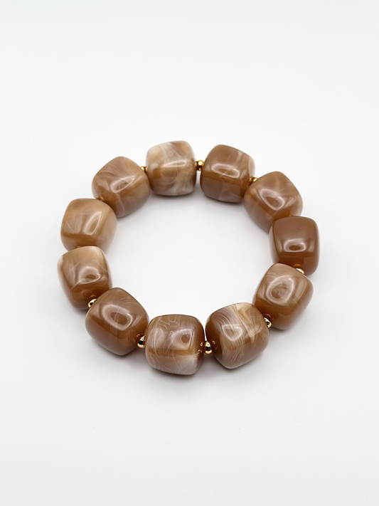 Bracelet cube Caramel marbré