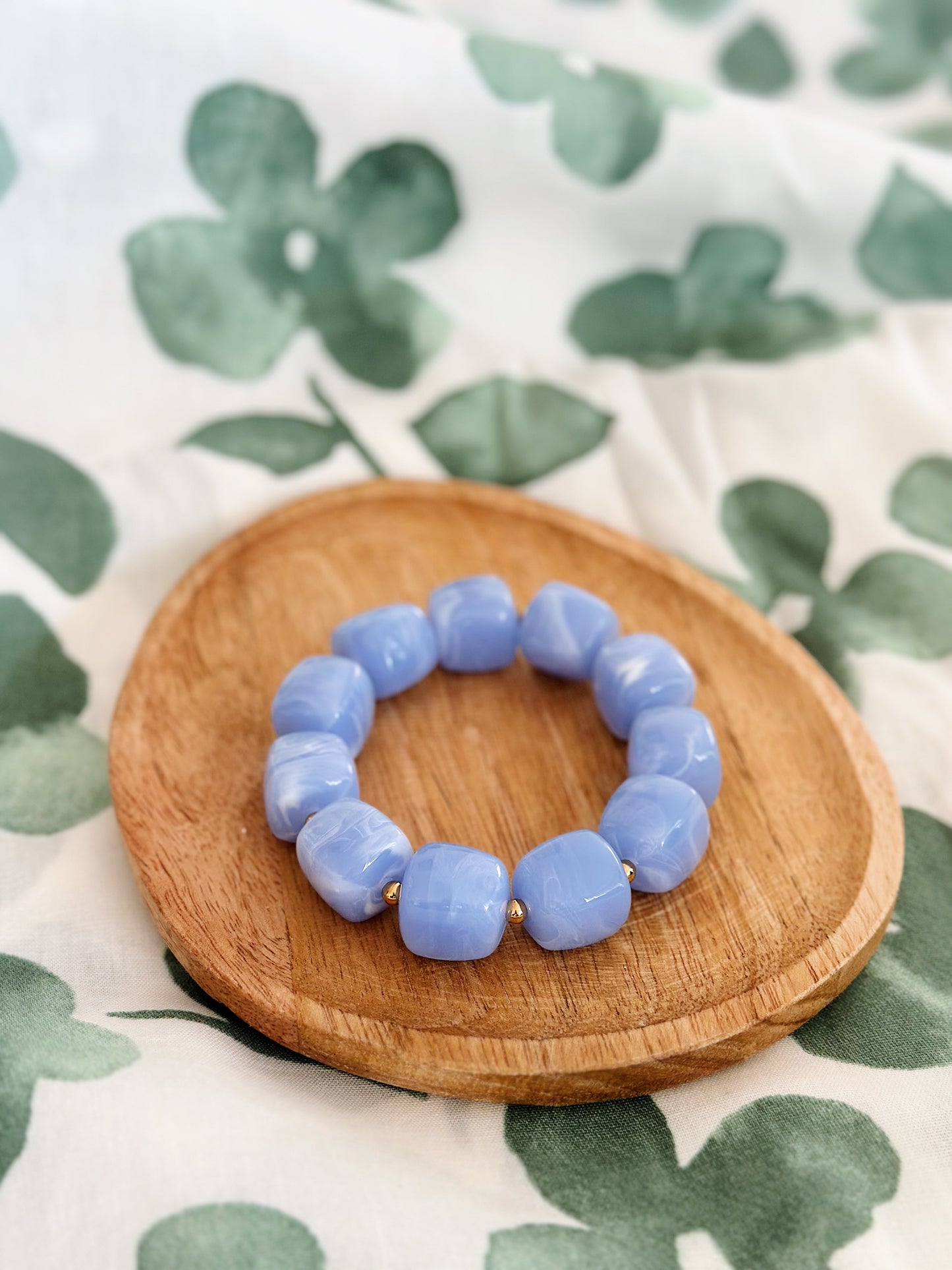 Bracelet cube Bleu pastel marbré